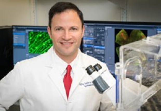 Jeffrey L. Goldberg, MD, PhD in his lab.