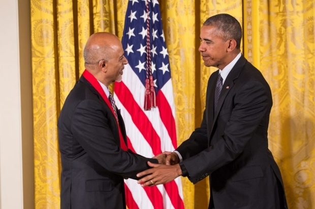 President Barack Obama awards the National Humanities Medal to Dr. Abraham Verghese.